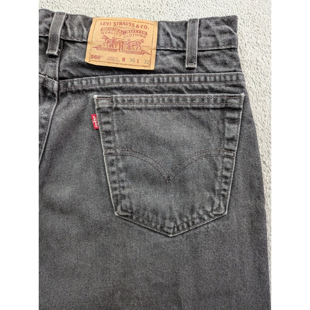 Levis 560 Loose Fit Tapered Leg Jeans Mens 36x32 Faded Black Denim Pant